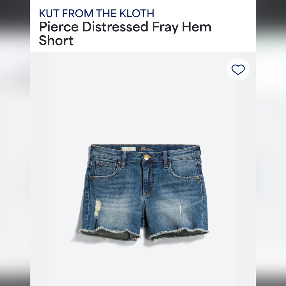 Distressed Kut from the Kloth denim cut off shorts. Size 6. From StitchFix